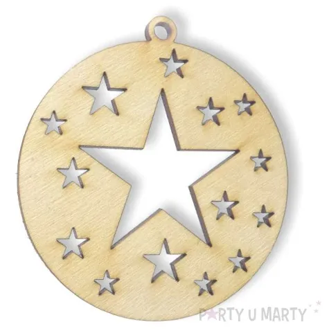 zawieszka drewniana bombka gwiazdki 70 x 71 mm