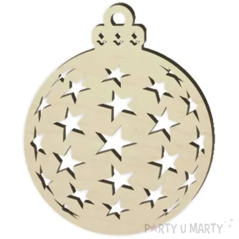 zawieszka drewniana bombka gwiazdki 77 x 95 mm