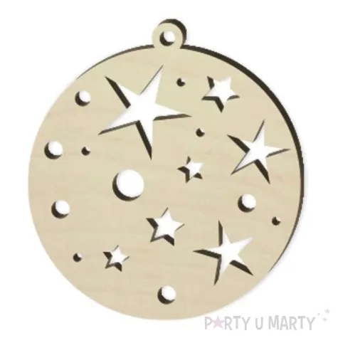 zawieszka drewniana bombka gwiazdozbior 70 x 76 mm