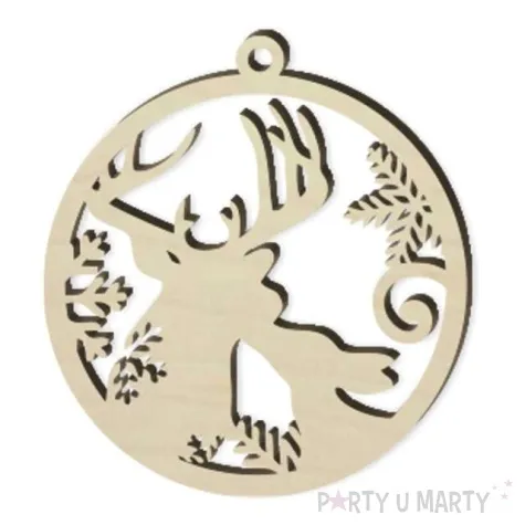 zawieszka drewniana bombka jelen i sarna 70 x 76 mm