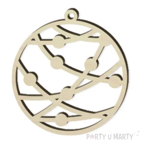 zawieszka drewniana bombka lancuch z bobmkami 70 x 76 mm