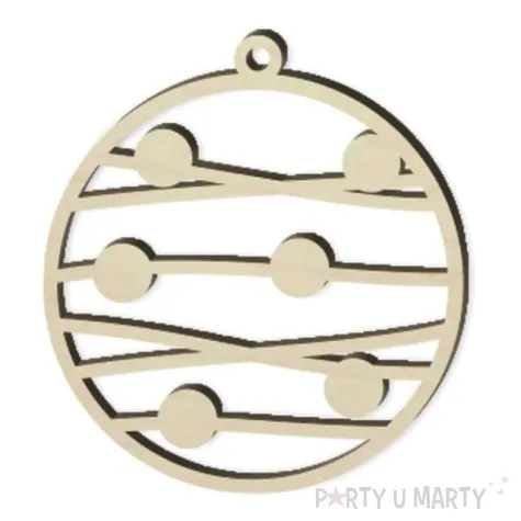 zawieszka drewniana bombka lancuch z kulkami 70 x 76 mm