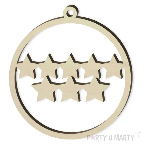 zawieszka drewniana bombka osiem gwiazdek obrys 70 x 76 mm