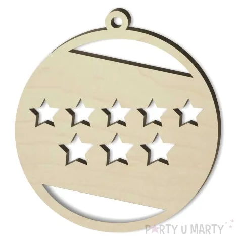 zawieszka drewniana bombka osiem gwiazdek pelna 70 x 76 mm