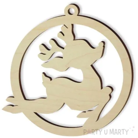 zawieszka drewniana bombka renifer rudolf 70 x 77 mm 10 szt