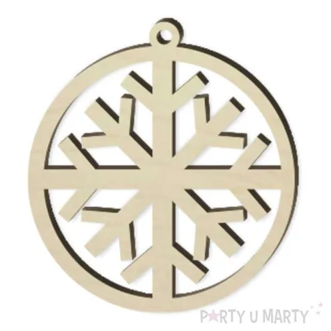 zawieszka drewniana bombka sniezynka classic 70 x 76 mm