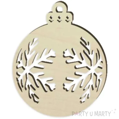 zawieszka drewniana bombka sniezynki 77 x 95 mm