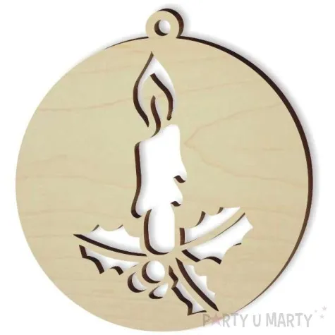 zawieszka drewniana bombka stroik 70 x 70 mm 10 szt