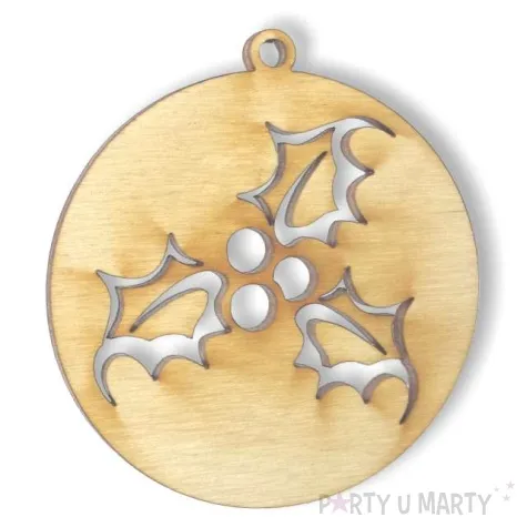 zawieszka drewniana bombka stroik 70 x 70 mm