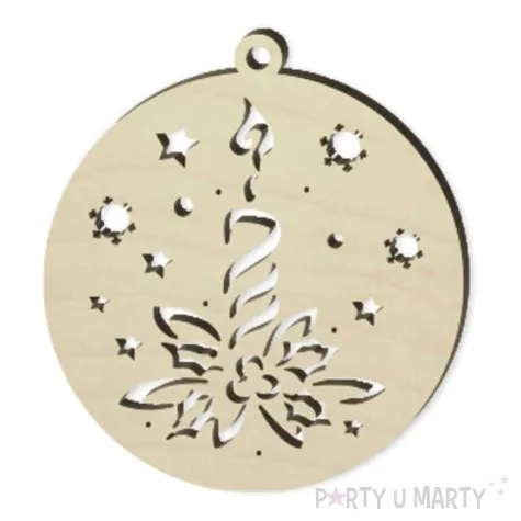 zawieszka drewniana bombka stroik 70 x 76 mm