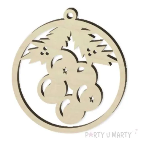 zawieszka drewniana bombka swiateczne galazki 70 x 76 mm