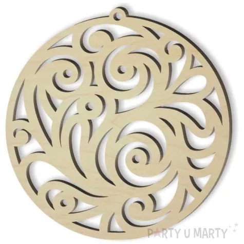 zawieszka drewniana bombka swirl 80 x 83 mm