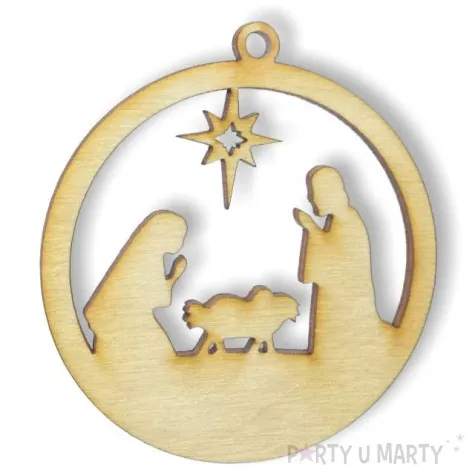 zawieszka drewniana bombka szopka 70 x 76 mm 10 szt