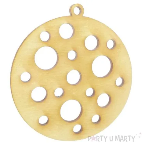 zawieszka drewniana bombka w kropki 70 x 70 mm 10 szt