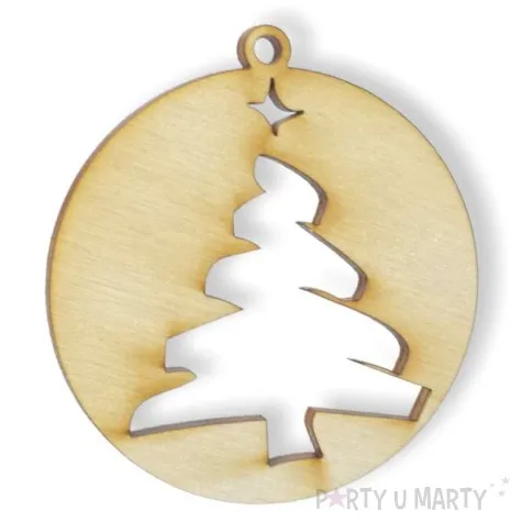 zawieszka drewniana bombka z choinka 70 x 71 mm