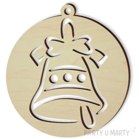 zawieszka drewniana bombka z dzwonkiem 70 x 70 mm