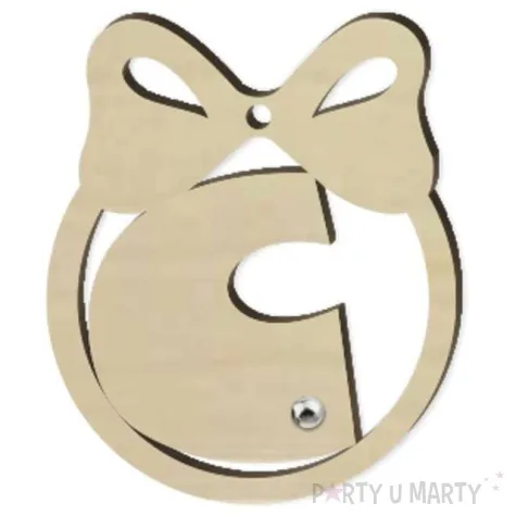 zawieszka drewniana bombka z literka c i perelka 65 x 75 mm