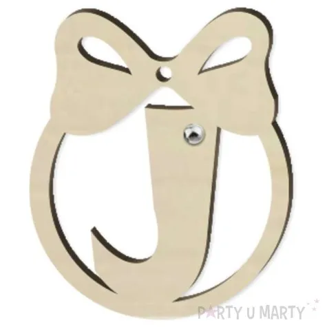 zawieszka drewniana bombka z literka j i perelka 65 x 75 mm