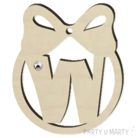 zawieszka drewniana bombka z literka w i perelka 65 x 75 mm