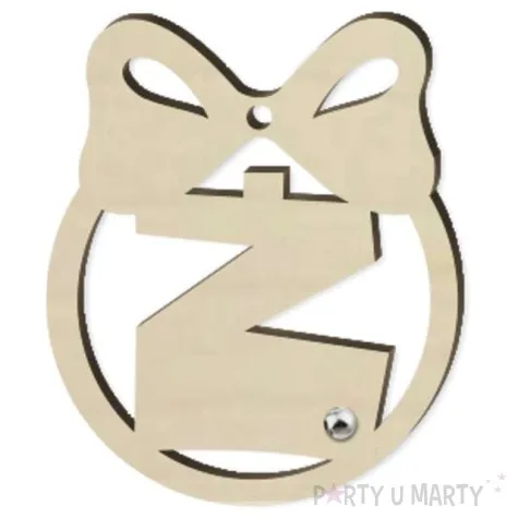 zawieszka drewniana bombka z literka z i perelka 65 x 75 mm