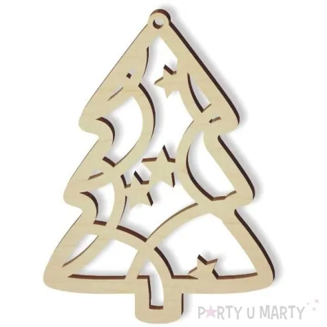 zawieszka drewniana choinka swirl 64 x 86 mm 10 szt