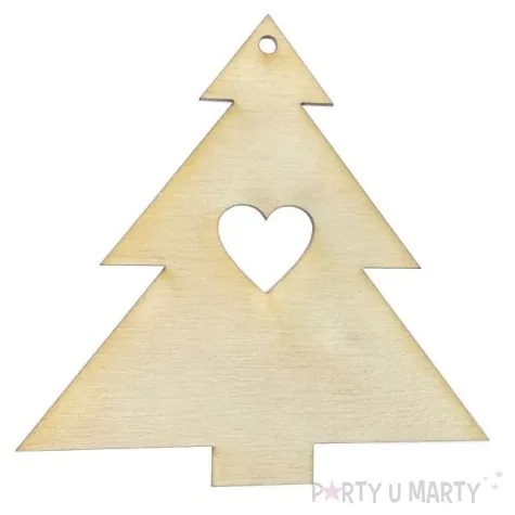 zawieszka drewniana choinka z serduszkiem 79 x 79 mm 10 szt