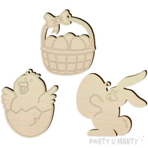zawieszka drewniana do malowania wielkanoc w koszyczku 3 szt