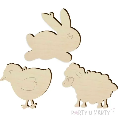 zawieszka drewniana do malowania wielkanocne zwierzatka 3 szt