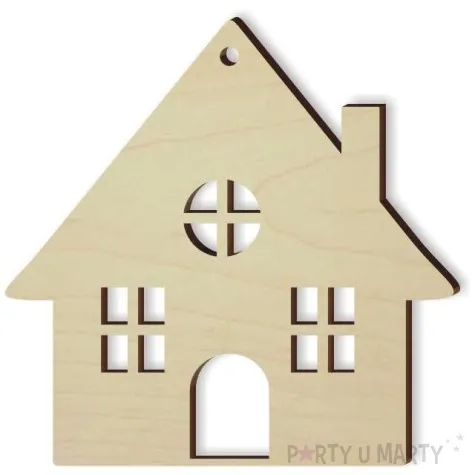 zawieszka drewniana domek 71 x 70 mm