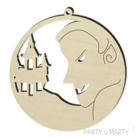 zawieszka drewniana drakula i zamek 80 x 80 mm