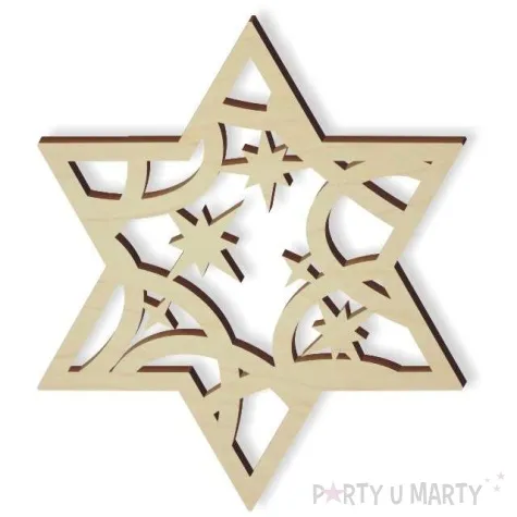 zawieszka drewniana gwiazda crazy 70 x 81 mm