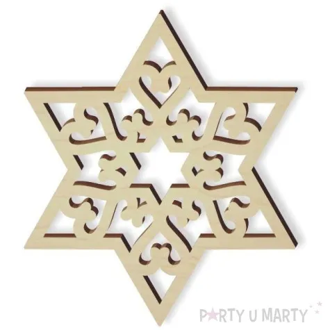 zawieszka drewniana gwiazda slimaczki 70 x 81 mm 10 szt