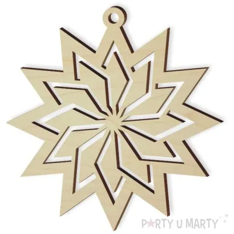 zawieszka drewniana gwiazdka symetria 85 x 88 mm