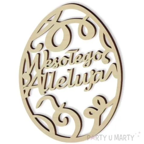 zawieszka drewniana jajko pisanka wesolego alleluja 62x85 mm