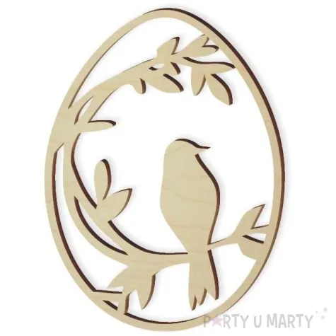 zawieszka drewniana jajko ptaszek na galezi 10 szt