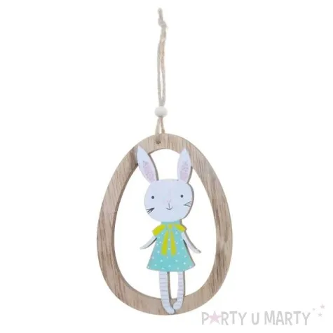 zawieszka drewniana jajko zajaczek turkusowy arpex 11 5cm