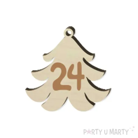 zawieszka drewniana kalendarz adwentowy choinki 45 mm 24 szt