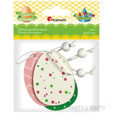 zawieszka drewniana kolorowe pisanki drewno titanum 3 szt