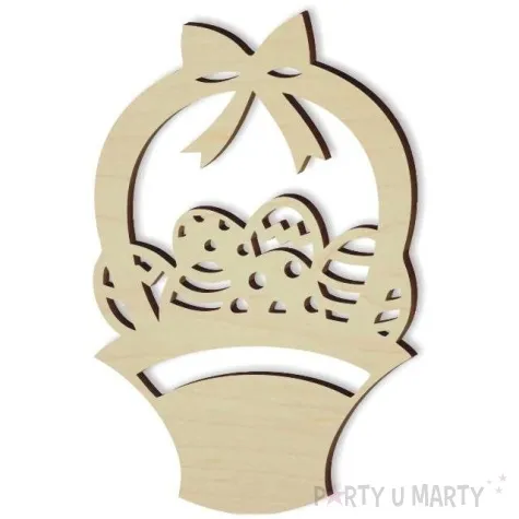 zawieszka drewniana koszyczek z kokarda 57x90 mm 10 szt