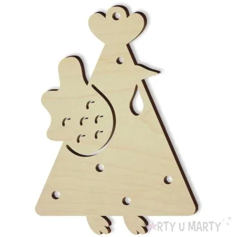 zawieszka drewniana kura trojkatna 59x85 mm 10 szt