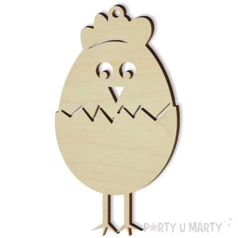 zawieszka drewniana kurczaczek w jajku 48x85 mm 10 szt