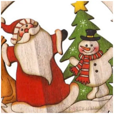 zawieszka drewniana mikolaj z balwankiem guirca 15 cm