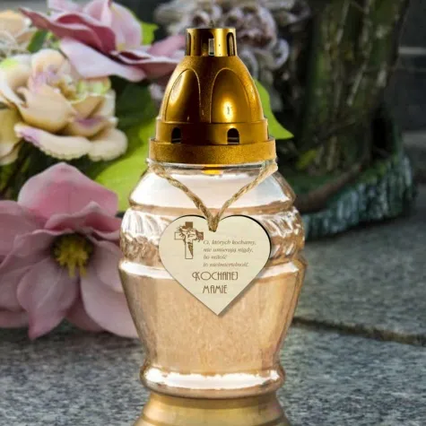 zawieszka drewniana na znicz kochanej mamie 90x80 mm