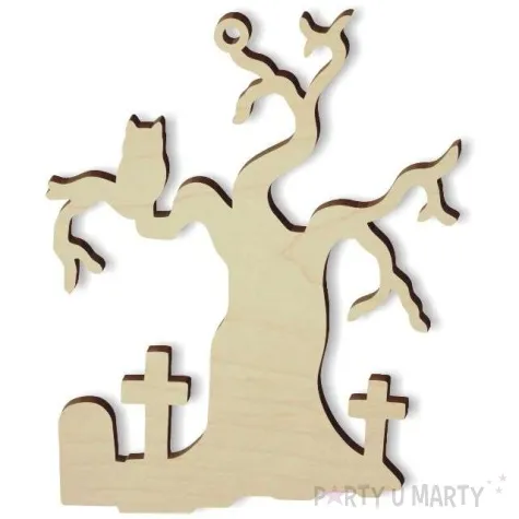 zawieszka drewniana nawiedzone drzewo 71 x 86 mm