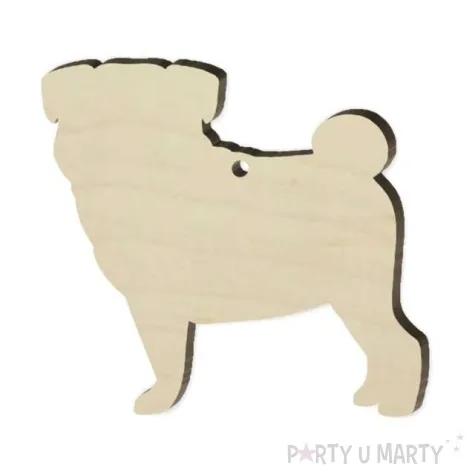 zawieszka drewniana pies buldog 70x65 mm 10 szt
