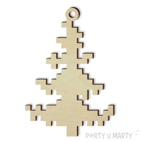 zawieszka drewniana pikselowa choinka 53 x 78 mm