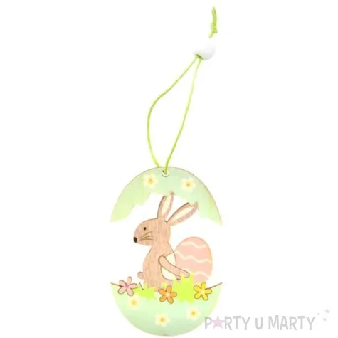 zawieszka drewniana pisanka j zielona zajaczek arpex 7 5cm