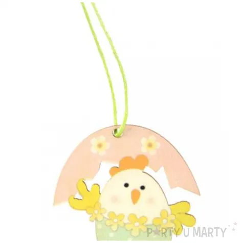 zawieszka drewniana pisanka rozowa kurczak arpex 7 5cm