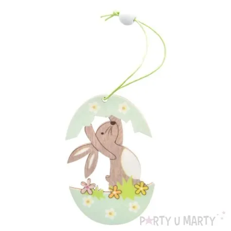 zawieszka drewniana pisanka seledynowa zajaczek arpex 7 5cm