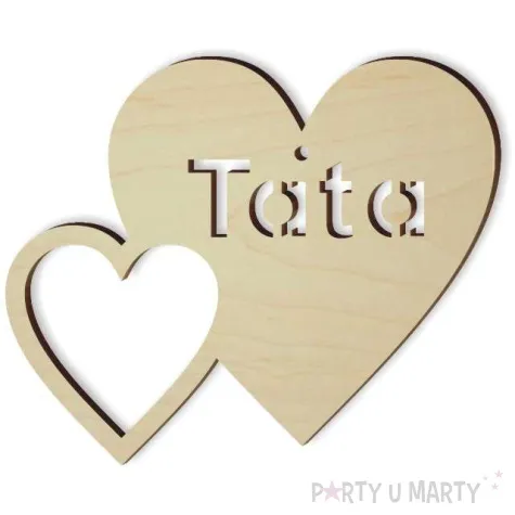 zawieszka drewniana podwojne serce tata 101x84 mm